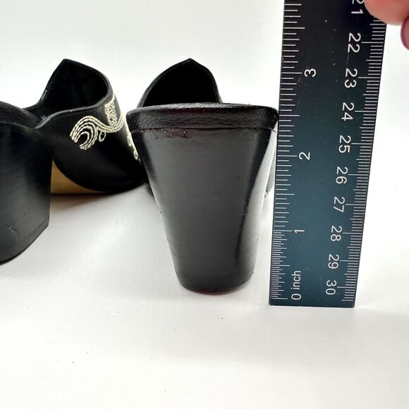 Jessica Bennett leather Mule 8 Embroidered Black Bootie Festival Cosplay - Picture 5 of 8